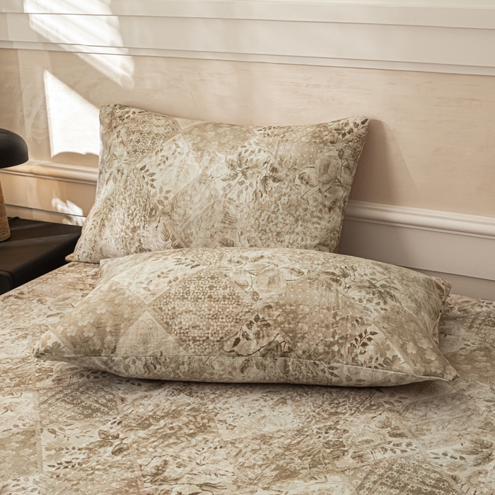 91家纺网 家纺一手货源 找家纺 爱彼家纺 2026新款A类纯棉提花老粗布床笠单件床笠三件套提花床笠-系列一 全棉提花-花影咖棕