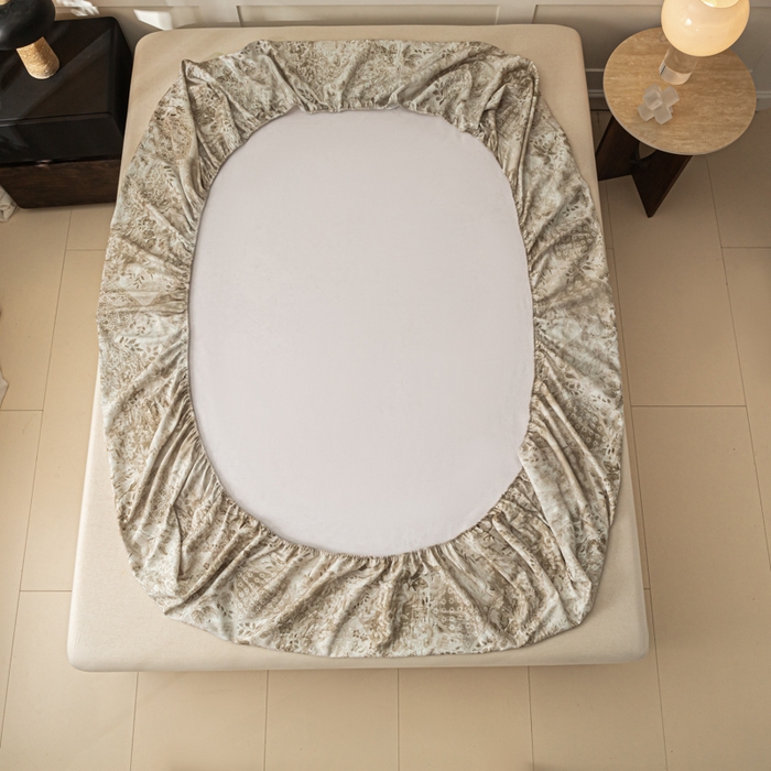 91家纺网 家纺一手货源 找家纺 爱彼家纺 2026新款A类纯棉提花老粗布床笠单件床笠三件套提花床笠-系列一 全棉提花-花影咖棕