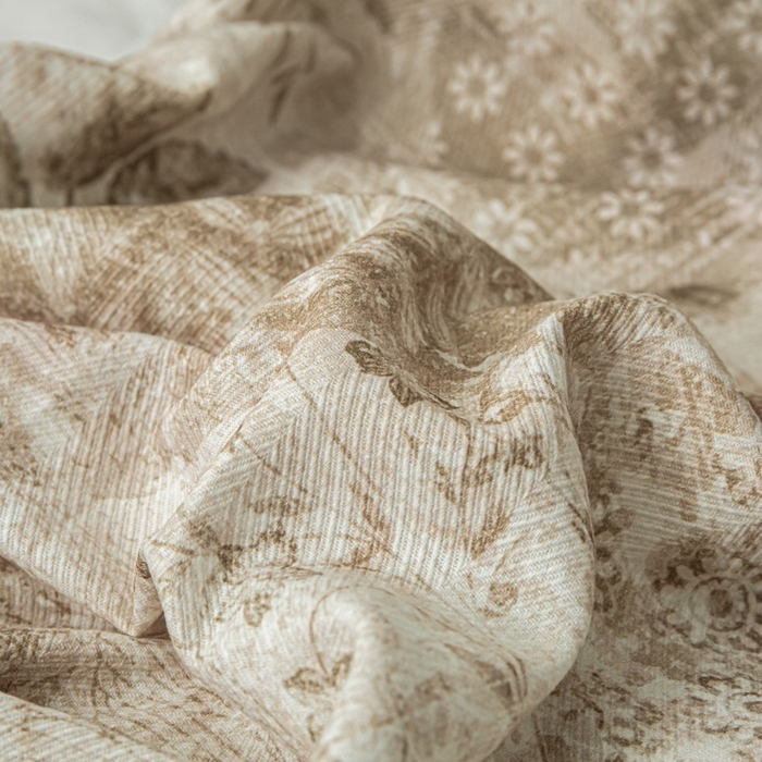 91家纺网 家纺一手货源 找家纺 爱彼家纺 2026新款A类纯棉提花老粗布床笠单件床笠三件套提花床笠-系列一 全棉提花-花影咖棕