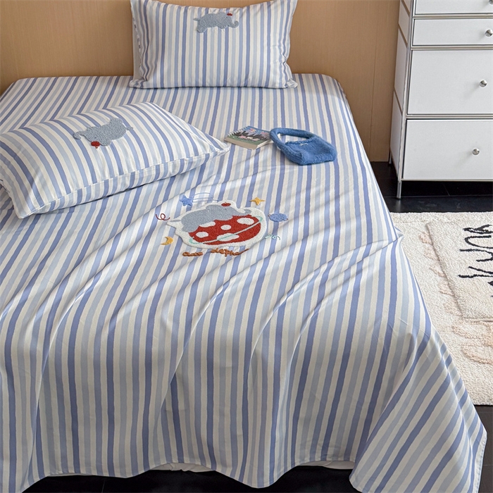 91家纺网 家纺一手货源 找家纺 暖生活 2026春夏新款A类全棉纯棉老粗布床单三件套床单单件 老粗布-星球象