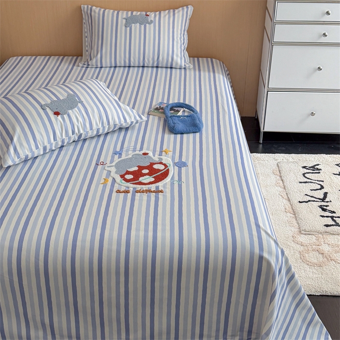 91家纺网 家纺一手货源 找家纺 暖生活 2026春夏新款A类全棉纯棉老粗布床单三件套床单单件 老粗布-星球象