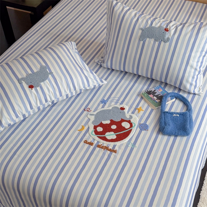 91家纺网 家纺一手货源 找家纺 暖生活 2026春夏新款A类全棉纯棉老粗布床单三件套床单单件 老粗布-星球象