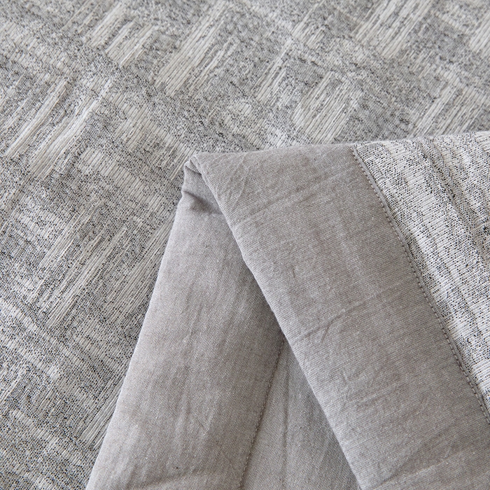 91家纺网 家纺一手货源 找家纺 一加一 2026新款全棉纯棉三层纱色织提花大豆夏被四件套-云棉肌理 凯斯悦-灰