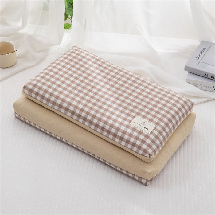 91家纺网 家纺一手货源 找家纺 （总）仁宇枕业 2026新款全棉纯棉色织水洗棉良品双拼格子儿童成人全荞麦枕头枕芯