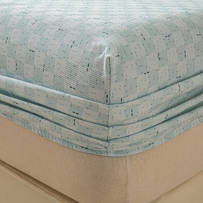 91家纺网 家纺一手货源 找家纺 爱彼家纺 2026新款A类纯棉提花老粗布床笠单件床笠三件套提花床笠-系列一 全棉提花-浅海冰蓝