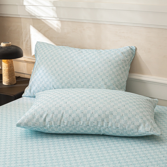 91家纺网 家纺一手货源 找家纺 爱彼家纺 2026新款A类纯棉提花老粗布床笠单件床笠三件套提花床笠-系列一 全棉提花-浅海冰蓝