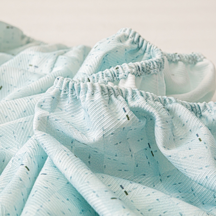 91家纺网 家纺一手货源 找家纺 爱彼家纺 2026新款A类纯棉提花老粗布床笠单件床笠三件套提花床笠-系列一 全棉提花-浅海冰蓝