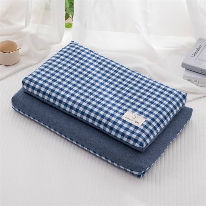 91家纺网 家纺一手货源 找家纺 （总）仁宇枕业 2026新款全棉纯棉色织水洗棉良品双拼格子儿童成人全荞麦枕头枕芯