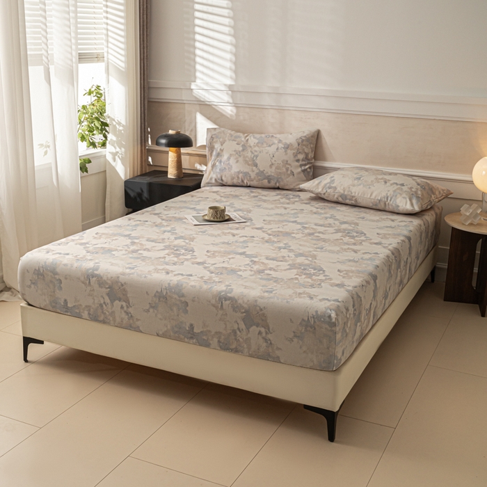 91家纺网 家纺一手货源 找家纺 爱彼家纺 2026新款A类纯棉提花老粗布床笠单件床笠三件套提花床笠-系列一 全棉提花-s014油画蓝咖