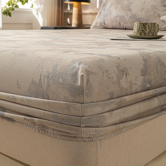 91家纺网 家纺一手货源 找家纺 爱彼家纺 2026新款A类纯棉提花老粗布床笠单件床笠三件套提花床笠-系列一 全棉提花-s014油画蓝咖