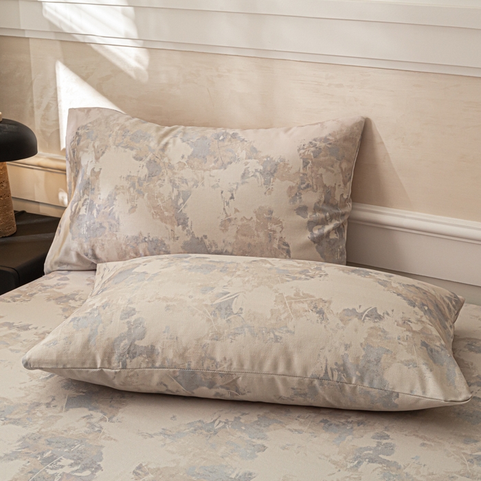 91家纺网 家纺一手货源 找家纺 爱彼家纺 2026新款A类纯棉提花老粗布床笠单件床笠三件套提花床笠-系列一 全棉提花-s014油画蓝咖