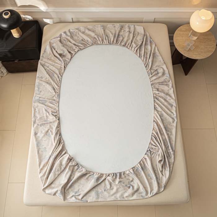 91家纺网 家纺一手货源 找家纺 爱彼家纺 2026新款A类纯棉提花老粗布床笠单件床笠三件套提花床笠-系列一 全棉提花-s014油画蓝咖