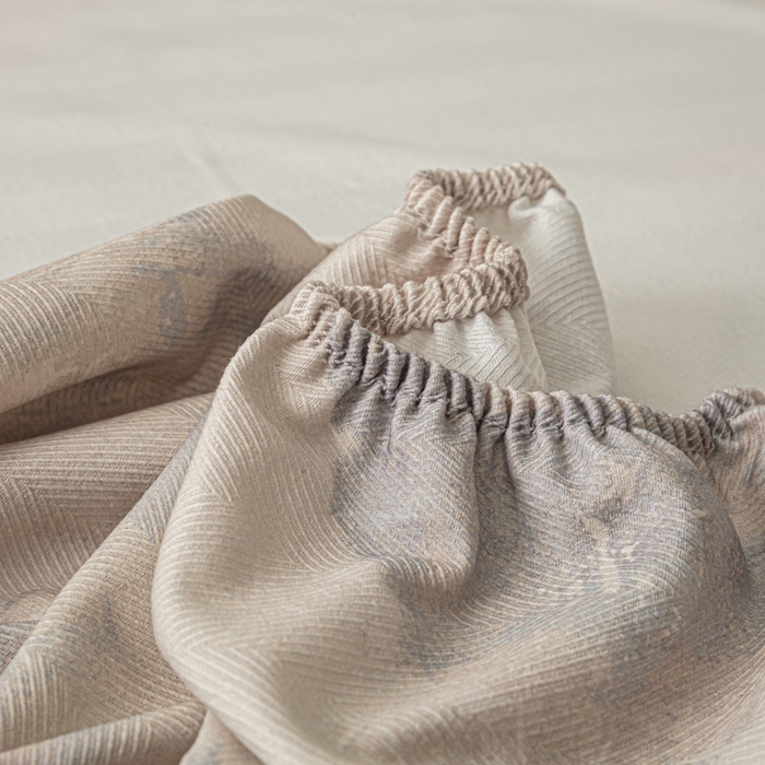 91家纺网 家纺一手货源 找家纺 爱彼家纺 2026新款A类纯棉提花老粗布床笠单件床笠三件套提花床笠-系列一 全棉提花-s014油画蓝咖