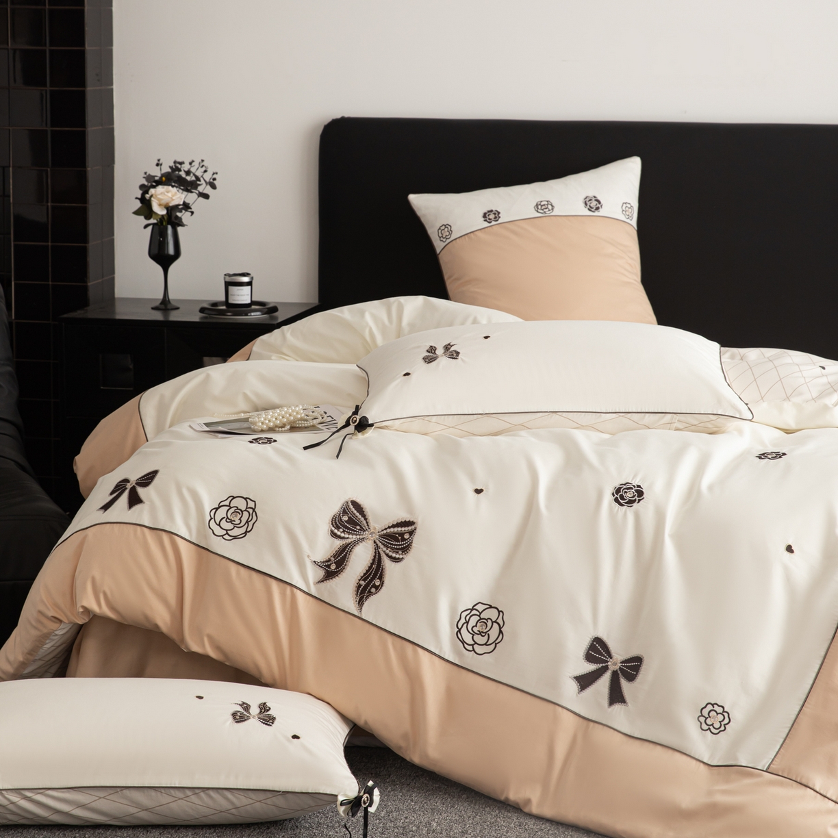 91家纺网 家纺一手货源 找家纺 （总）懒猫家纺 2026新款A类高精密40支【山茶花】全棉刺绣四件套  【带礼盒】