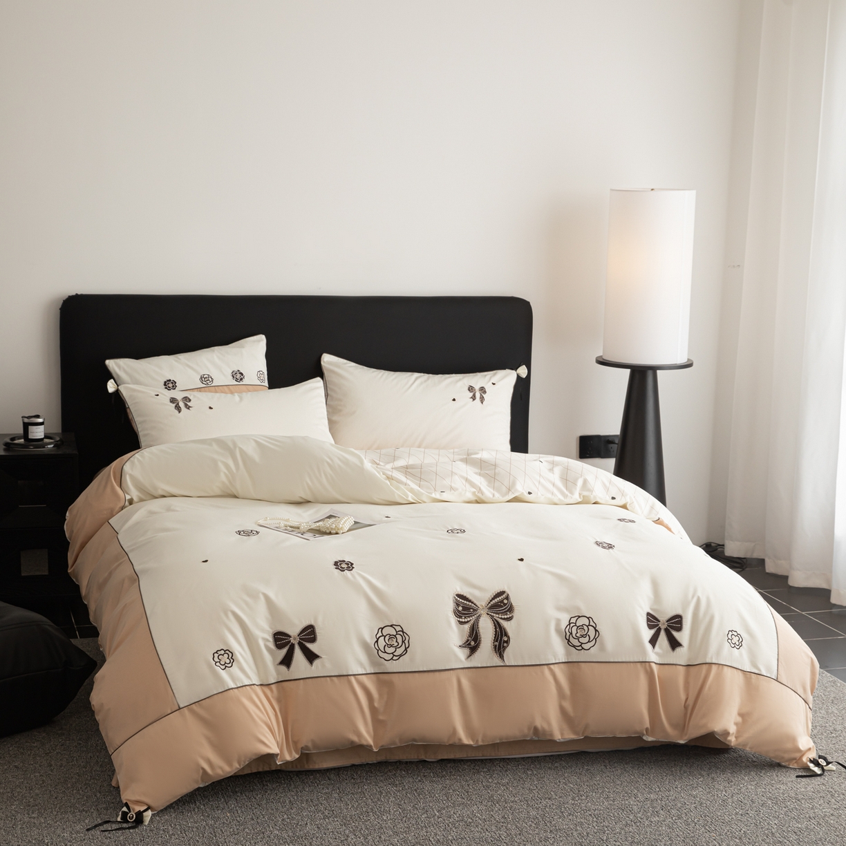 91家纺网 家纺一手货源 找家纺 （总）懒猫家纺 2026新款A类高精密40支【山茶花】全棉刺绣四件套  【带礼盒】