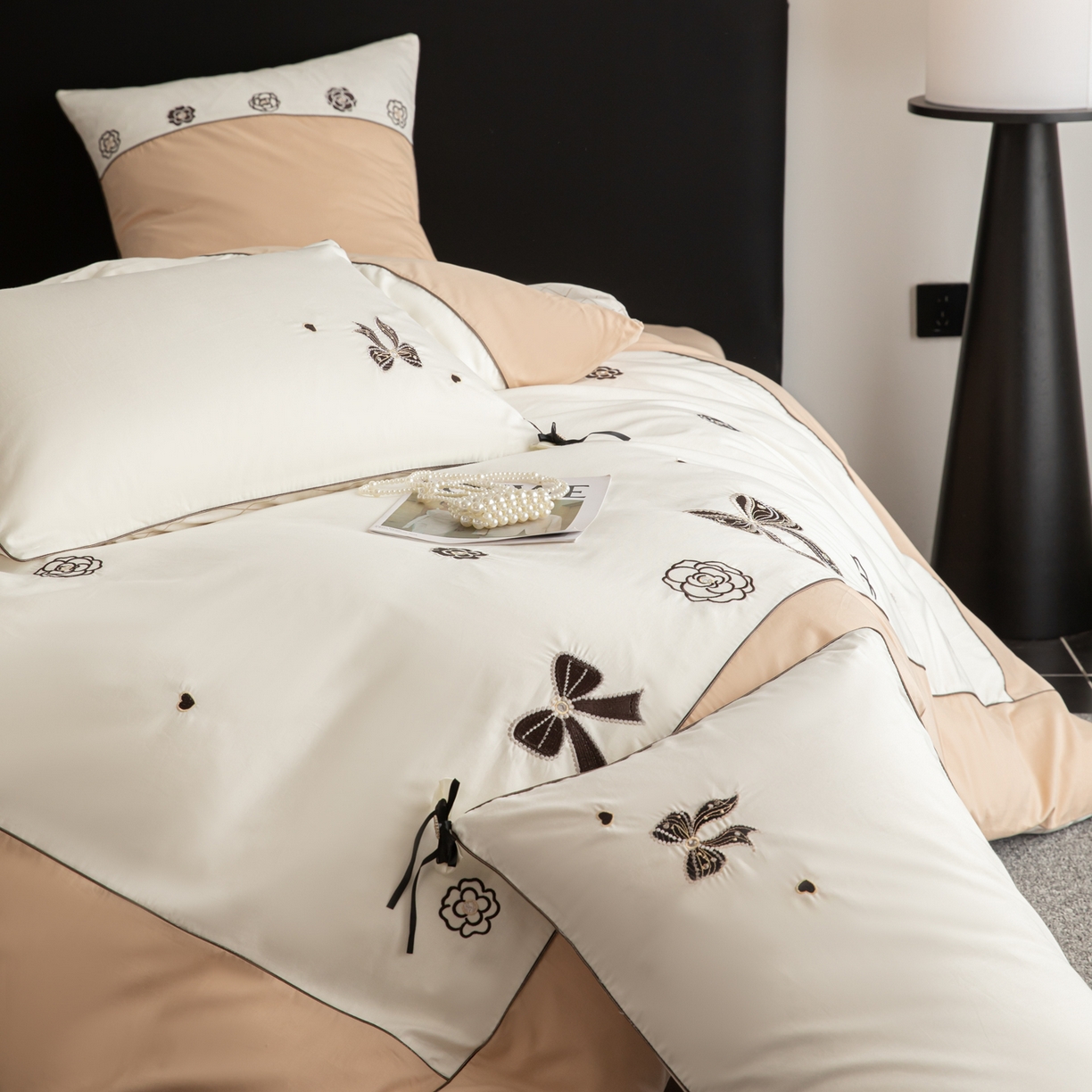 91家纺网 家纺一手货源 找家纺 （总）懒猫家纺 2026新款A类高精密40支【山茶花】全棉刺绣四件套  【带礼盒】