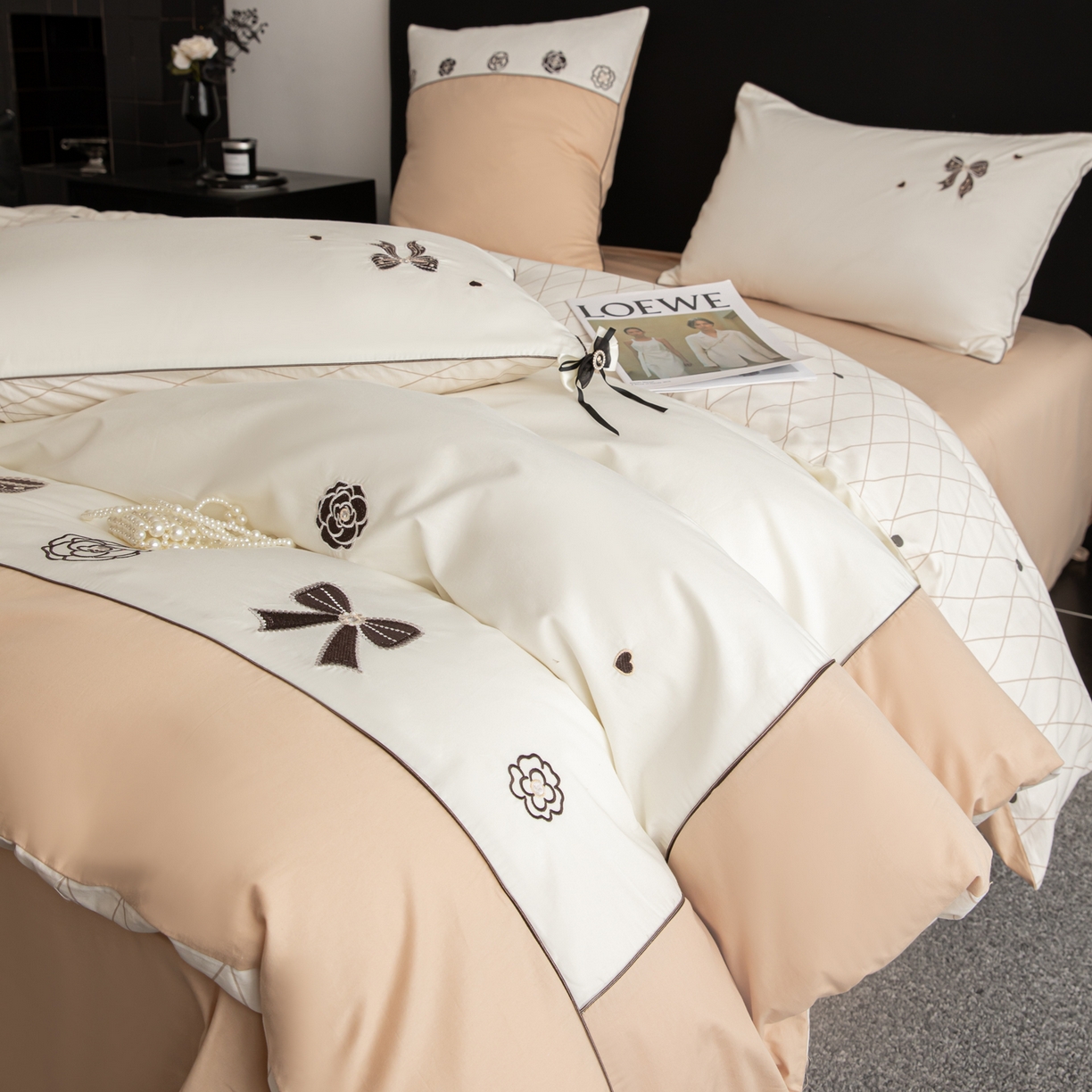 91家纺网 家纺一手货源 找家纺 （总）懒猫家纺 2026新款A类高精密40支【山茶花】全棉刺绣四件套  【带礼盒】