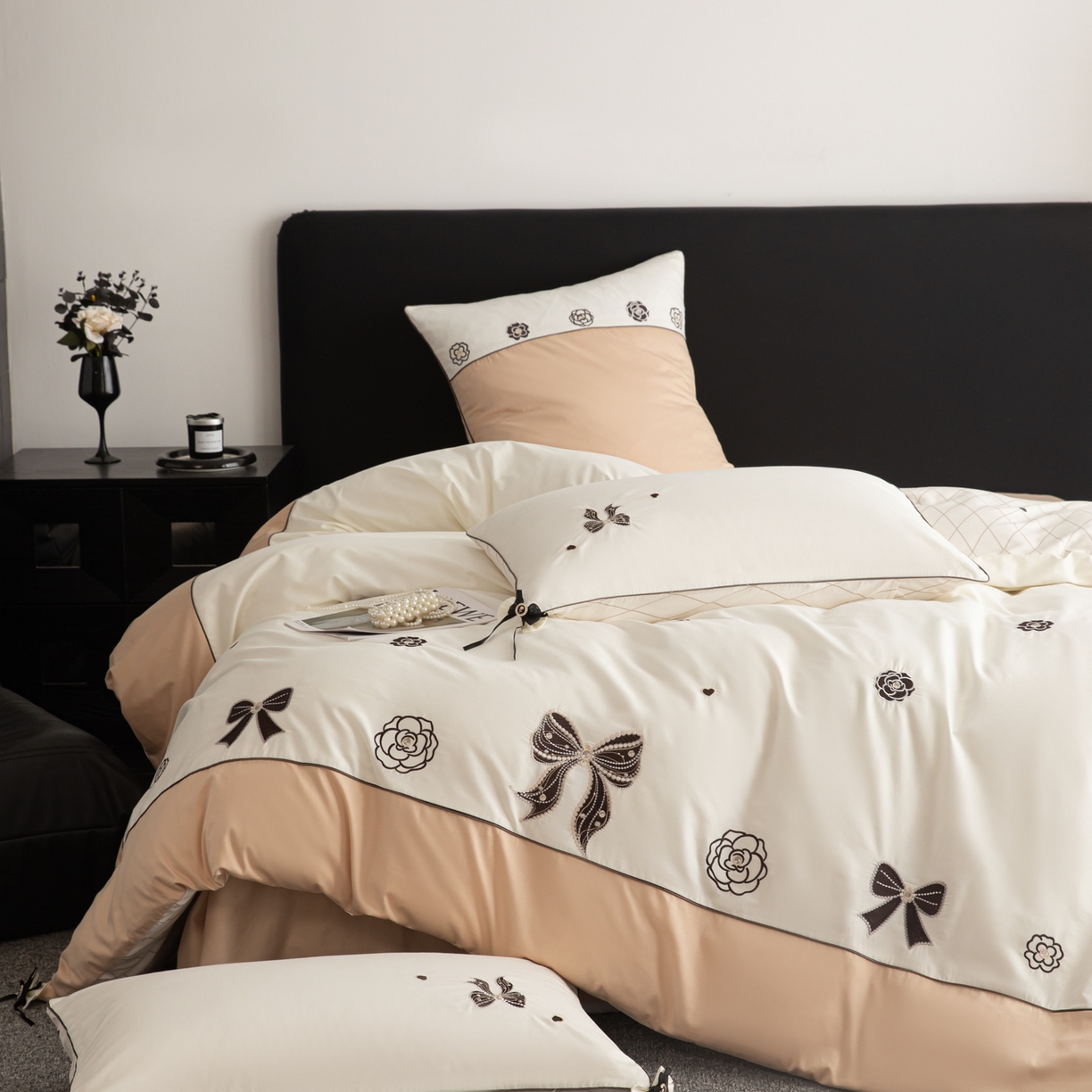 91家纺网 家纺一手货源 找家纺 （总）懒猫家纺 2026新款A类高精密40支【山茶花】全棉刺绣四件套  【带礼盒】