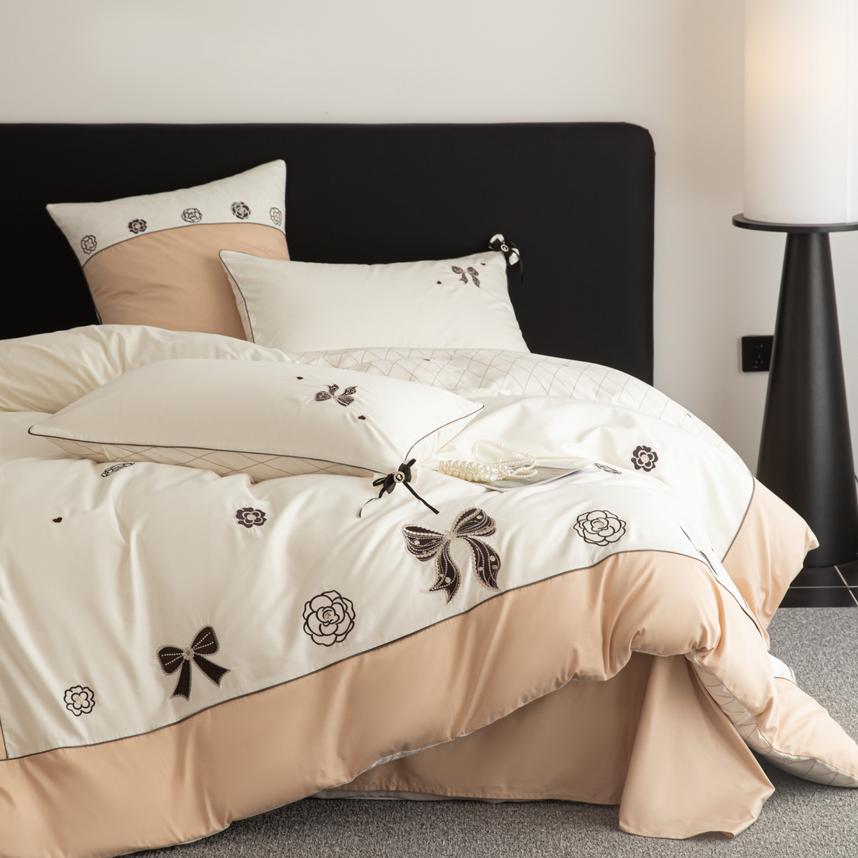 91家纺网 家纺一手货源 找家纺 （总）懒猫家纺 2026新款A类高精密40支【山茶花】全棉刺绣四件套  【带礼盒】