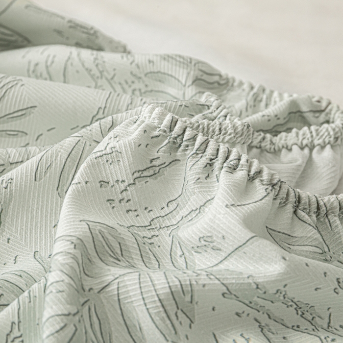 91家纺网 家纺一手货源 找家纺 爱彼家纺 2026新款A类纯棉提花老粗布床笠单件床笠三件套提花床笠-系列一 全棉提花-s026椰叶浅青