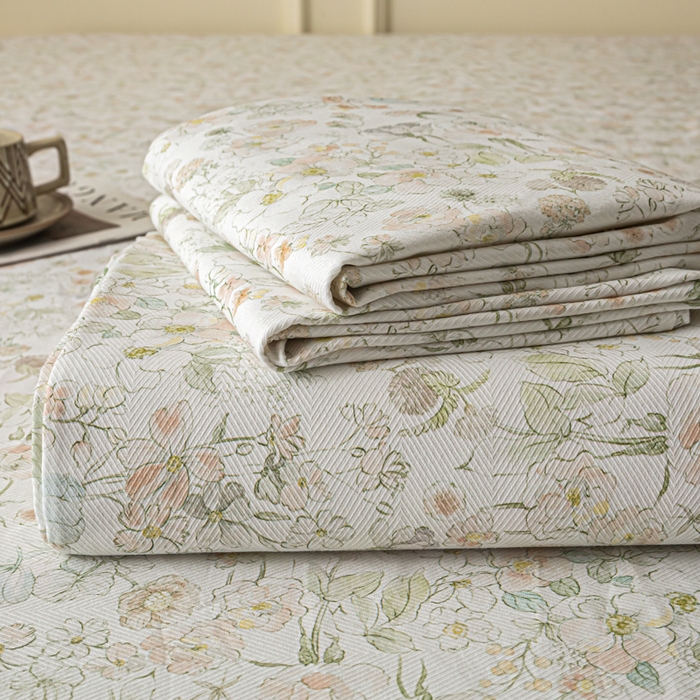 91家纺网 家纺一手货源 找家纺 爱彼家纺 2025新款水洗水洗棉印花床笠单品床笠床笠三件套风格二 柔粉蔷薇绘