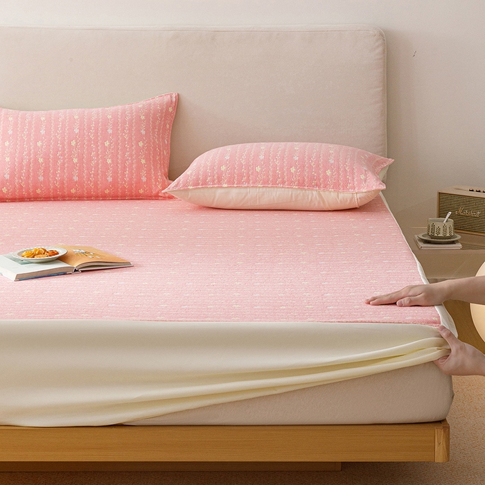 91家纺网 家纺一手货源 找家纺 （总）悦然毛巾被 2026新款水洗三层纱布全棉床笠套件床单夹棉床罩A类单床笠床笠单件