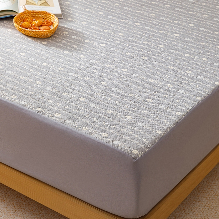 91家纺网 家纺一手货源 找家纺 悦然毛巾被 2026新款水洗三层纱布全棉床笠套件床单夹棉床罩A类单床笠床笠单件 空境灰