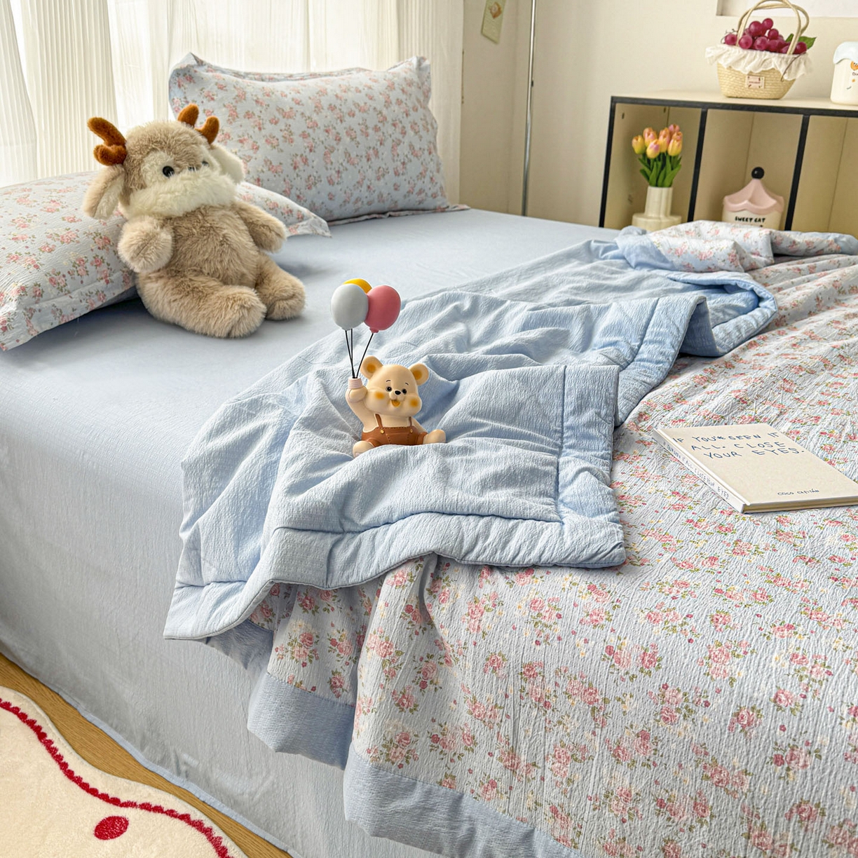 91家纺网 家纺一手货源 找家纺 （总）蓝冰家纺 2026新款a类泡芙双层纱大豆夏被夏凉被空调被夏被四件套