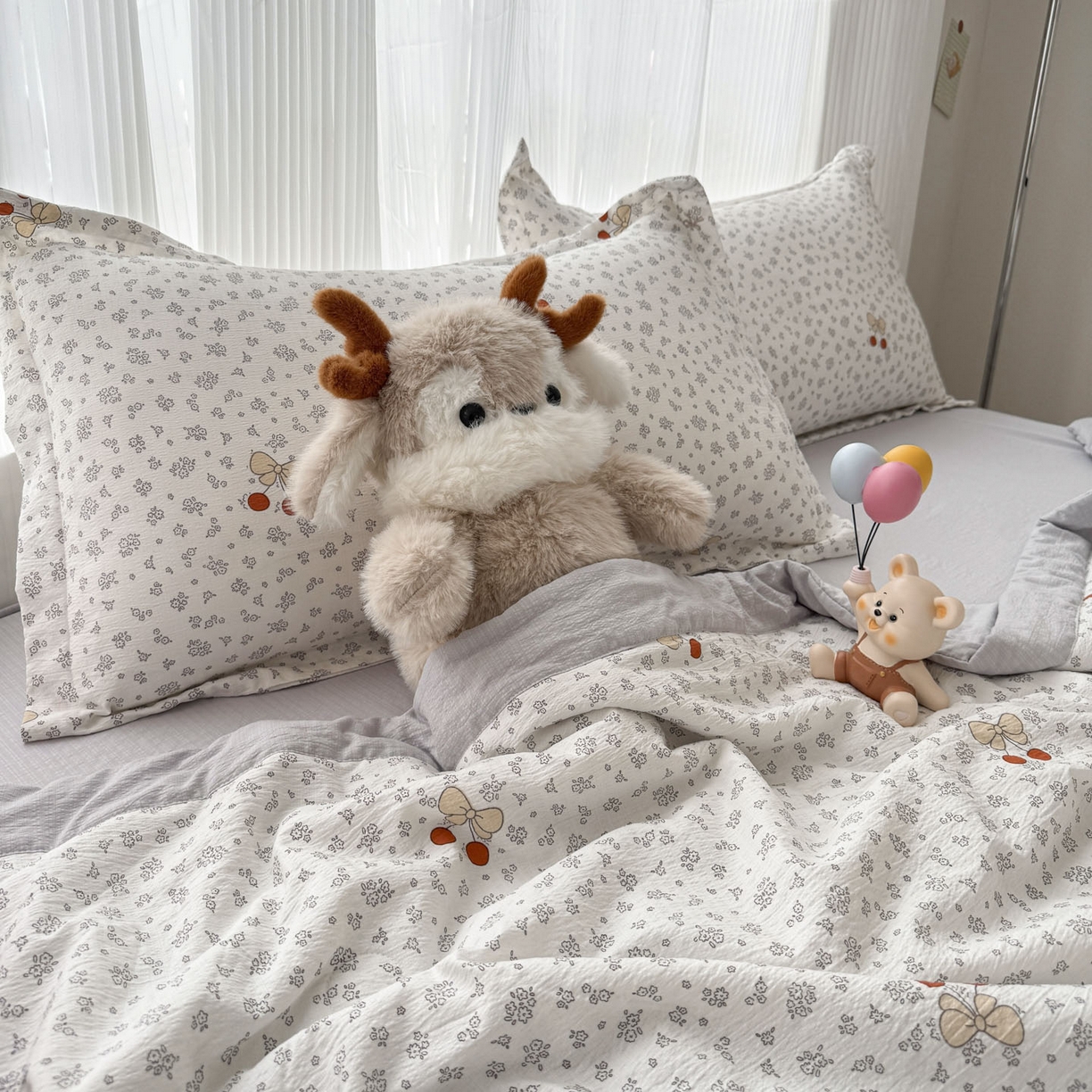 91家纺网 家纺一手货源 找家纺 蓝冰家纺 2026新款a类泡芙双层纱大豆夏被夏凉被空调被夏被四件套 泡芙-红樱桃