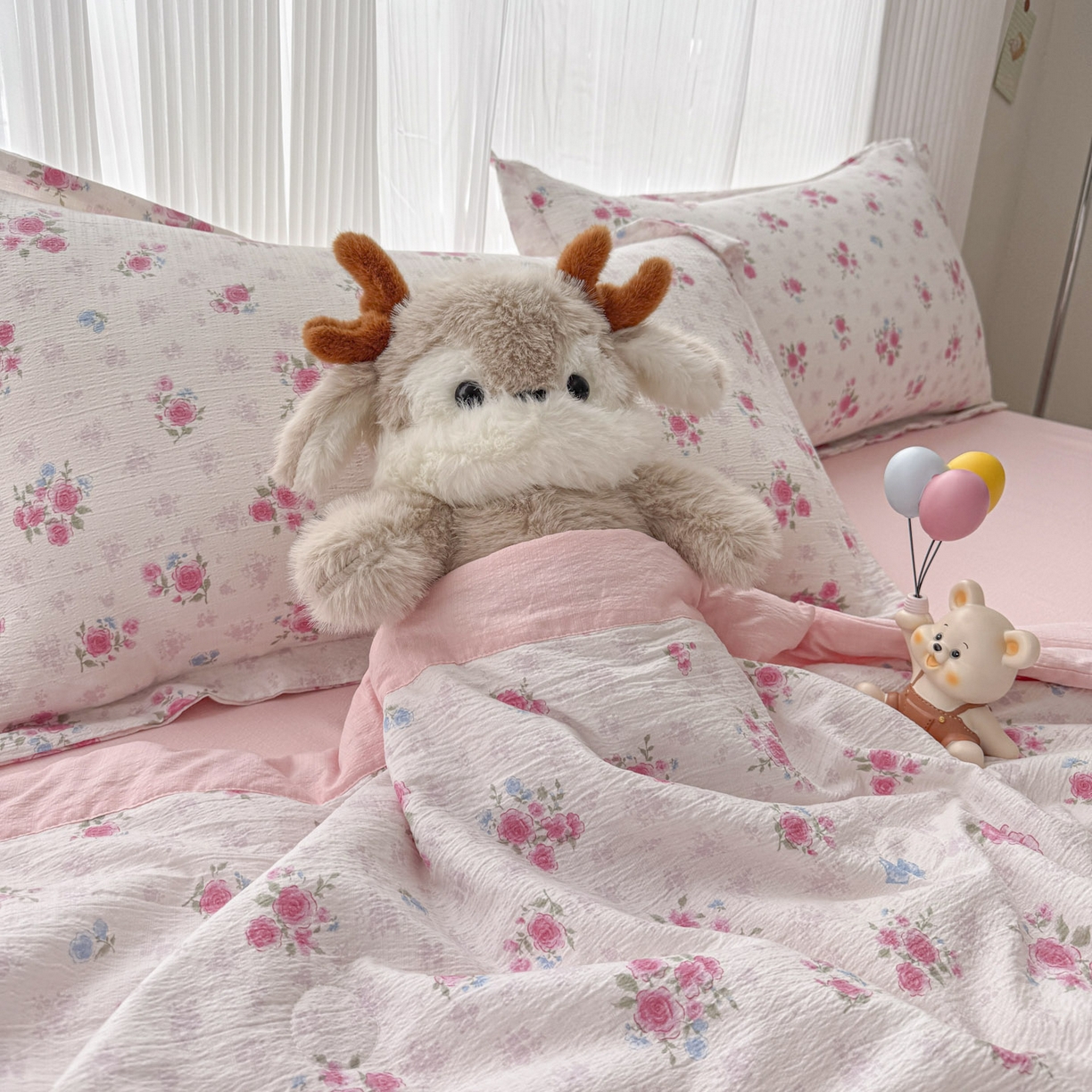 91家纺网 家纺一手货源 找家纺 蓝冰家纺 2026新款a类泡芙双层纱大豆夏被夏凉被空调被夏被四件套 泡芙-花枝招展