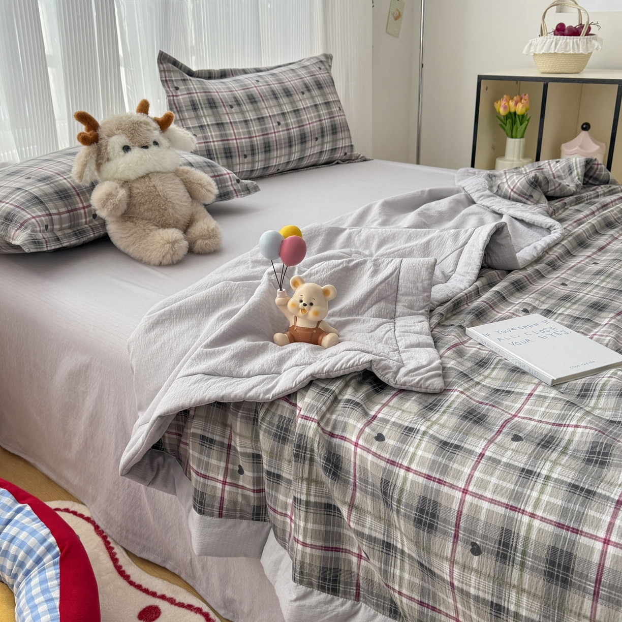 91家纺网 家纺一手货源 找家纺 蓝冰家纺 2026新款a类泡芙双层纱大豆夏被夏凉被空调被夏被四件套 泡芙-心之韵律