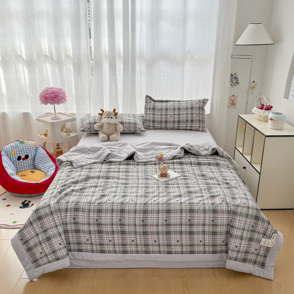 91家纺网 家纺一手货源 找家纺 蓝冰家纺 2026新款a类泡芙双层纱大豆夏被夏凉被空调被夏被四件套 泡芙-心之韵律