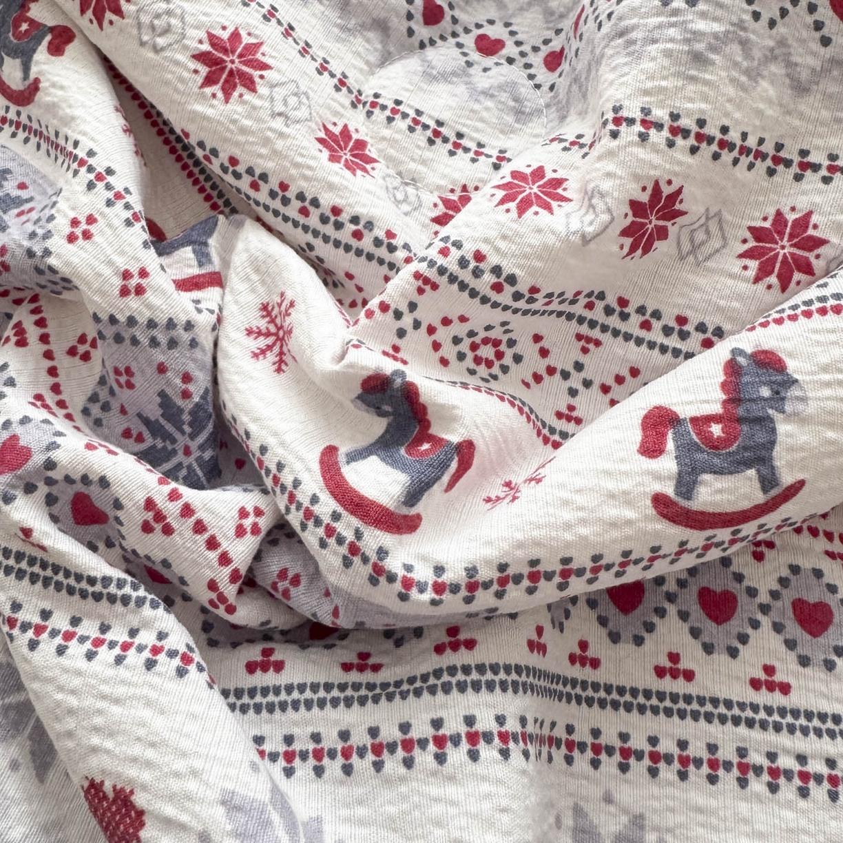 91家纺网 家纺一手货源 找家纺 蓝冰家纺 2026新款a类泡芙双层纱大豆夏被夏凉被空调被夏被四件套 泡芙-童趣木马