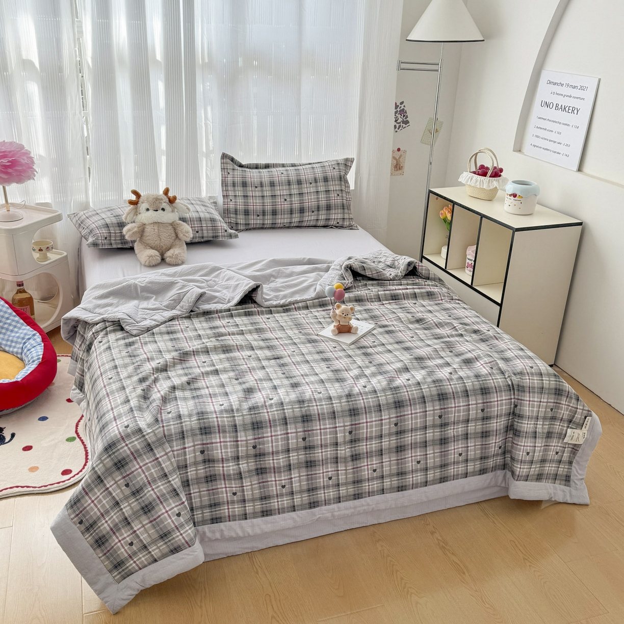 91家纺网 家纺一手货源 找家纺 蓝冰家纺 2026新款a类泡芙双层纱大豆夏被夏凉被空调被夏被四件套 泡芙-心之韵律