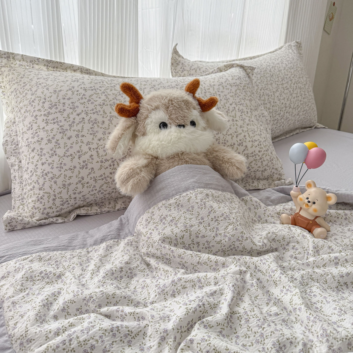 91家纺网 家纺一手货源 找家纺 蓝冰家纺 2026新款a类泡芙双层纱大豆夏被夏凉被空调被夏被四件套 泡芙-莫奈花紫