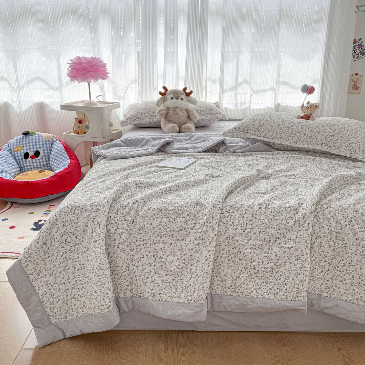 91家纺网 家纺一手货源 找家纺 蓝冰家纺 2026新款a类泡芙双层纱大豆夏被夏凉被空调被夏被四件套 泡芙-莫奈花紫