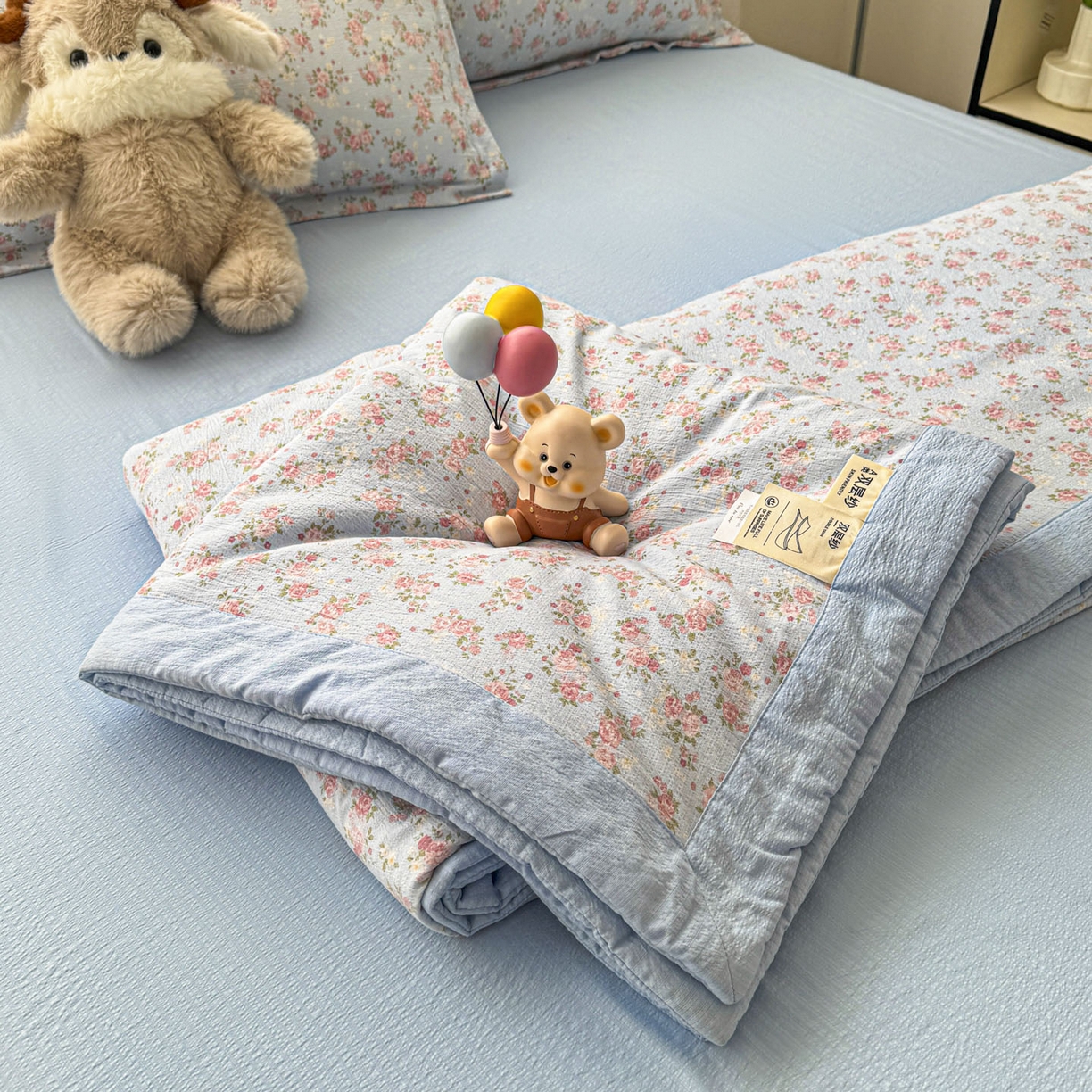 91家纺网 家纺一手货源 找家纺 （总）蓝冰家纺 2026新款a类泡芙双层纱大豆夏被夏凉被空调被夏被四件套