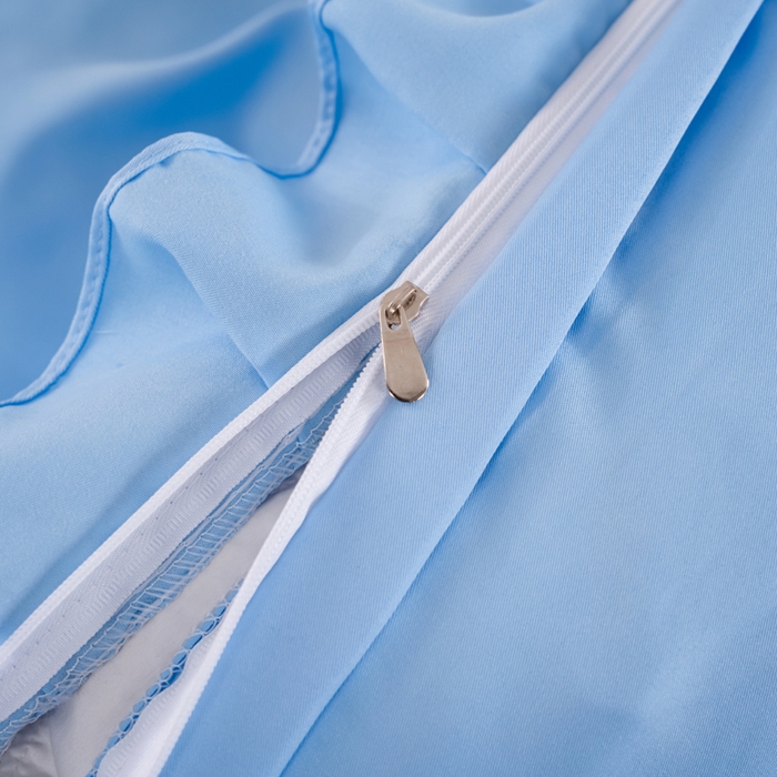 91家纺网 家纺一手货源 找家纺 畅畅家纺 2026新款水洗天丝纯色刺绣四件套床品套件 初夏天蓝