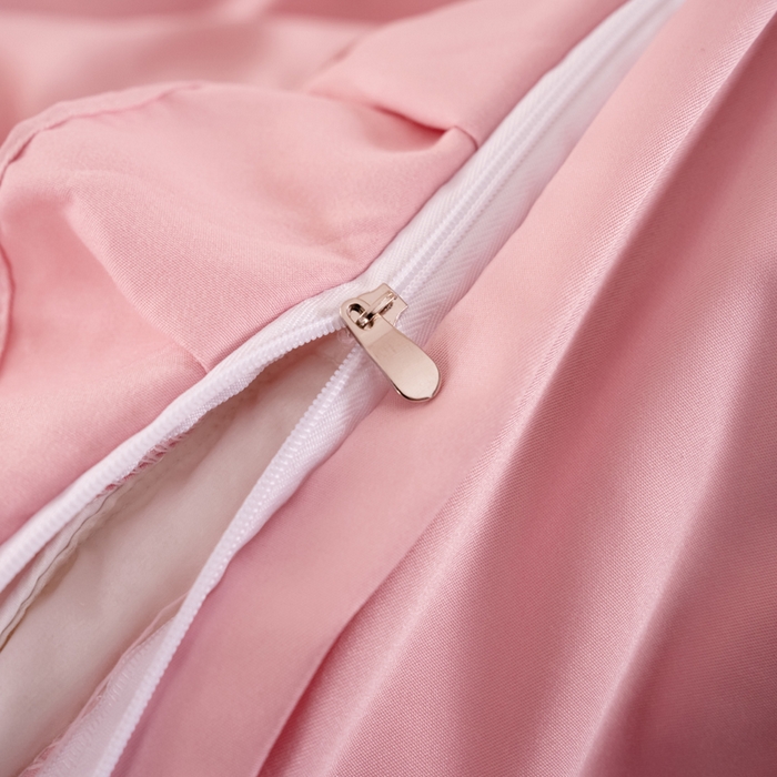 91家纺网 家纺一手货源 找家纺 畅畅家纺 2026新款水洗天丝纯色刺绣四件套床品套件 盛夏浅粉