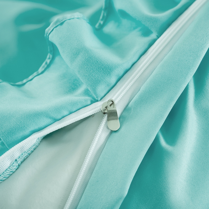 91家纺网 家纺一手货源 找家纺 畅畅家纺 2026新款水洗天丝纯色刺绣四件套床品套件 盛夏浅蓝