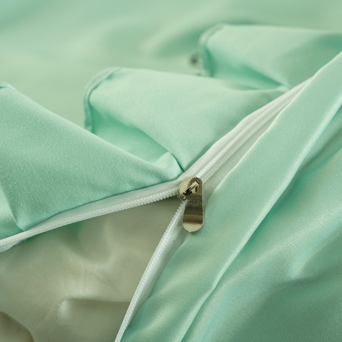 91家纺网 家纺一手货源 找家纺 畅畅家纺 2026新款水洗天丝纯色刺绣四件套床品套件 盛夏浅绿