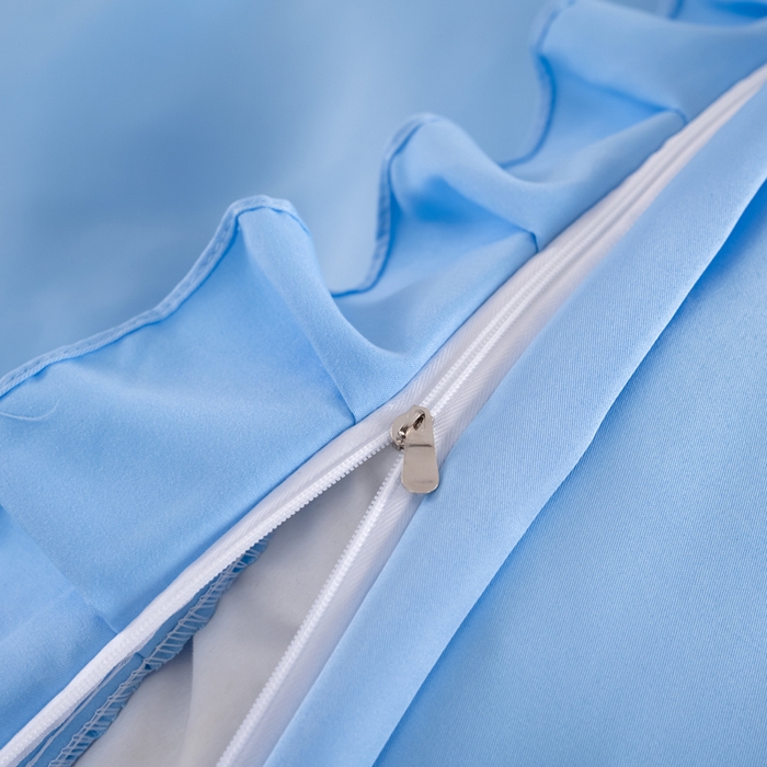 91家纺网 家纺一手货源 找家纺 畅畅家纺 2026新款水洗天丝纯色刺绣四件套床品套件 盛夏天蓝