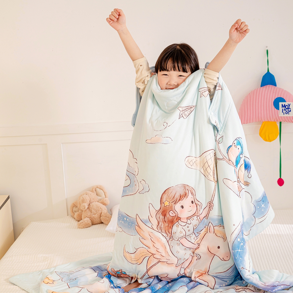 91家纺网 家纺一手货源 找家纺 十九色 2026新款数码大版锦氨凉感防踢被拥抱被夏凉被夏被空调被 天空之城