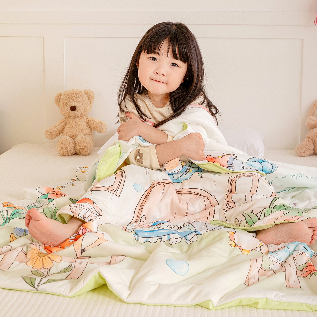 91家纺网 家纺一手货源 找家纺 十九色 2026新款数码大版锦氨凉感防踢被拥抱被夏凉被夏被空调被 花房聚会