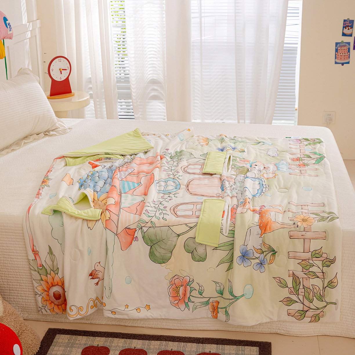 91家纺网 家纺一手货源 找家纺 十九色 2026新款数码大版锦氨凉感防踢被拥抱被夏凉被夏被空调被 花房聚会