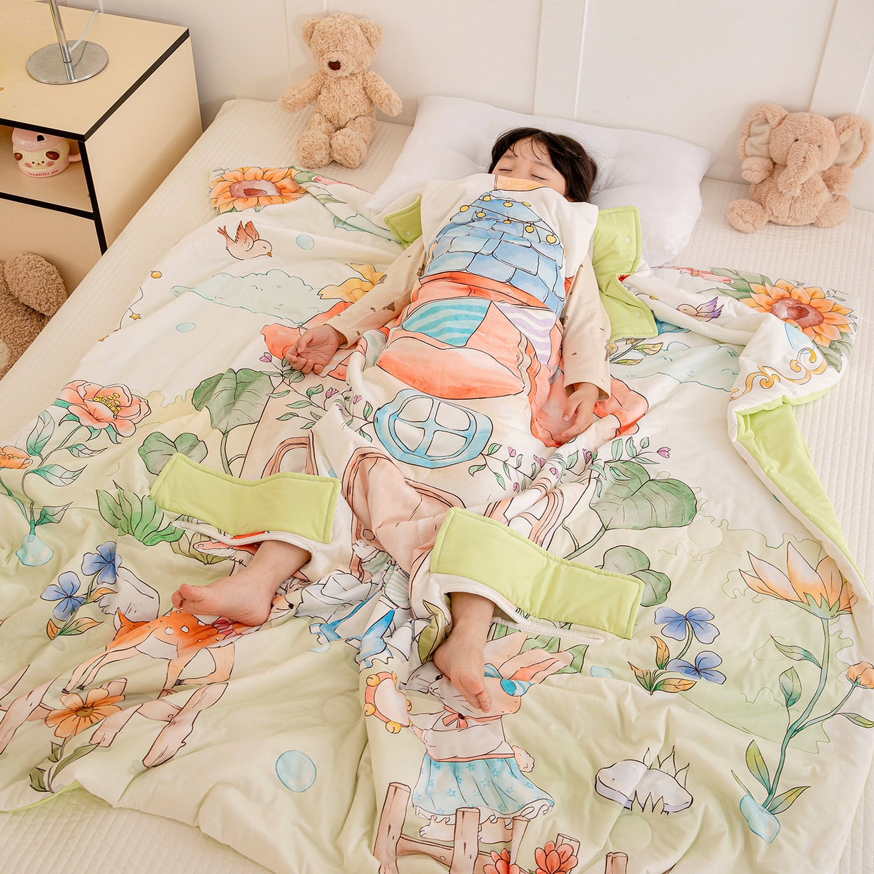 91家纺网 家纺一手货源 找家纺 十九色 2026新款数码大版锦氨凉感防踢被拥抱被夏凉被夏被空调被 花房聚会