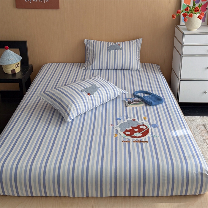 91家纺网 家纺一手货源 找家纺 （总）暖生活 2026春夏新款A类全棉纯棉老粗布床笠三件套床笠单件