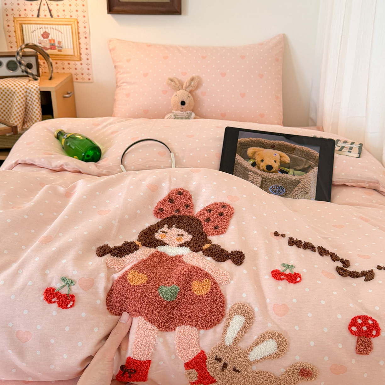 91家纺网 家纺一手货源 找家纺 （总）倾慕家纺 2026新款学生纯棉毛巾绣四件套