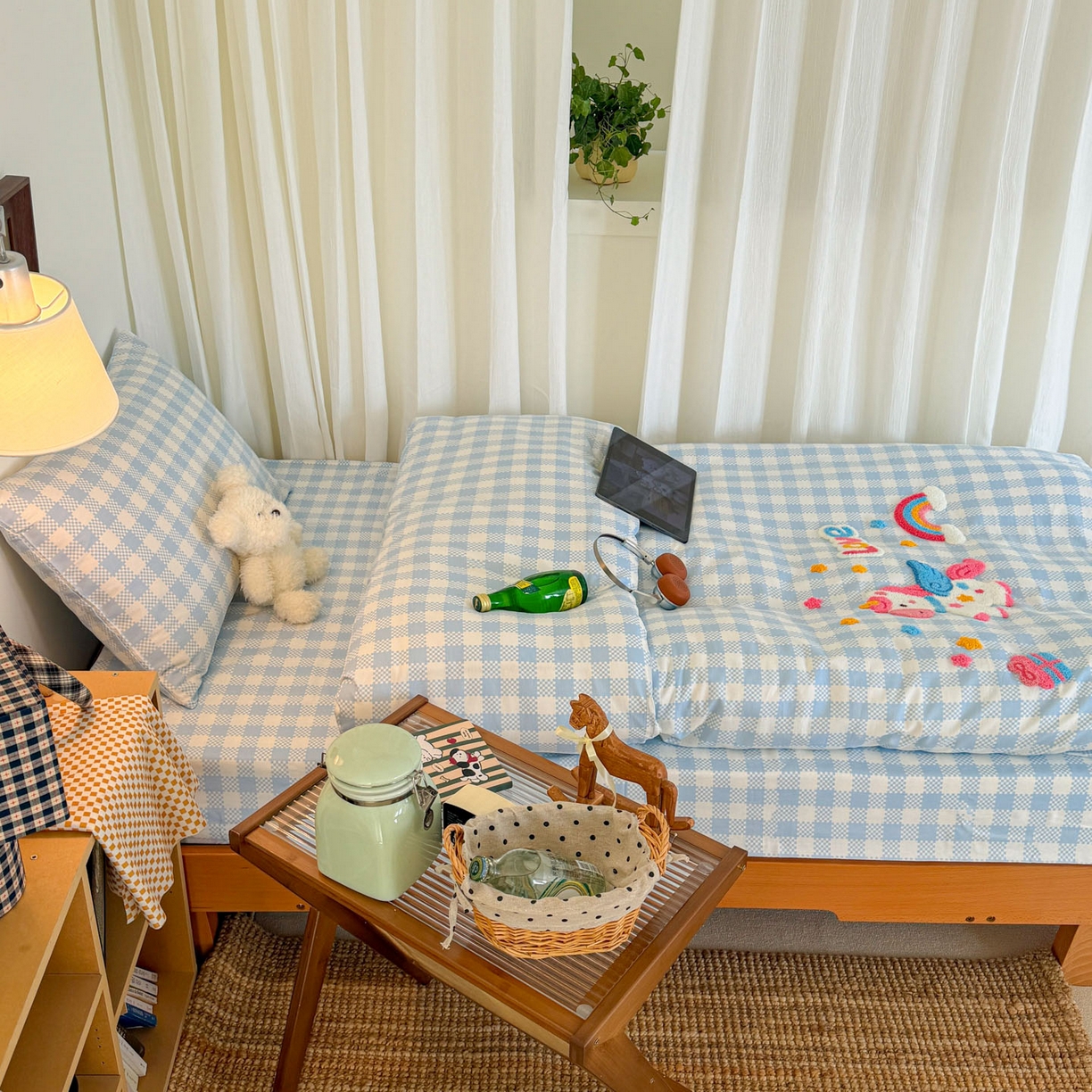 91家纺网 家纺一手货源 找家纺 倾慕家纺 2026新款学生纯棉毛巾绣四件套 彩虹马