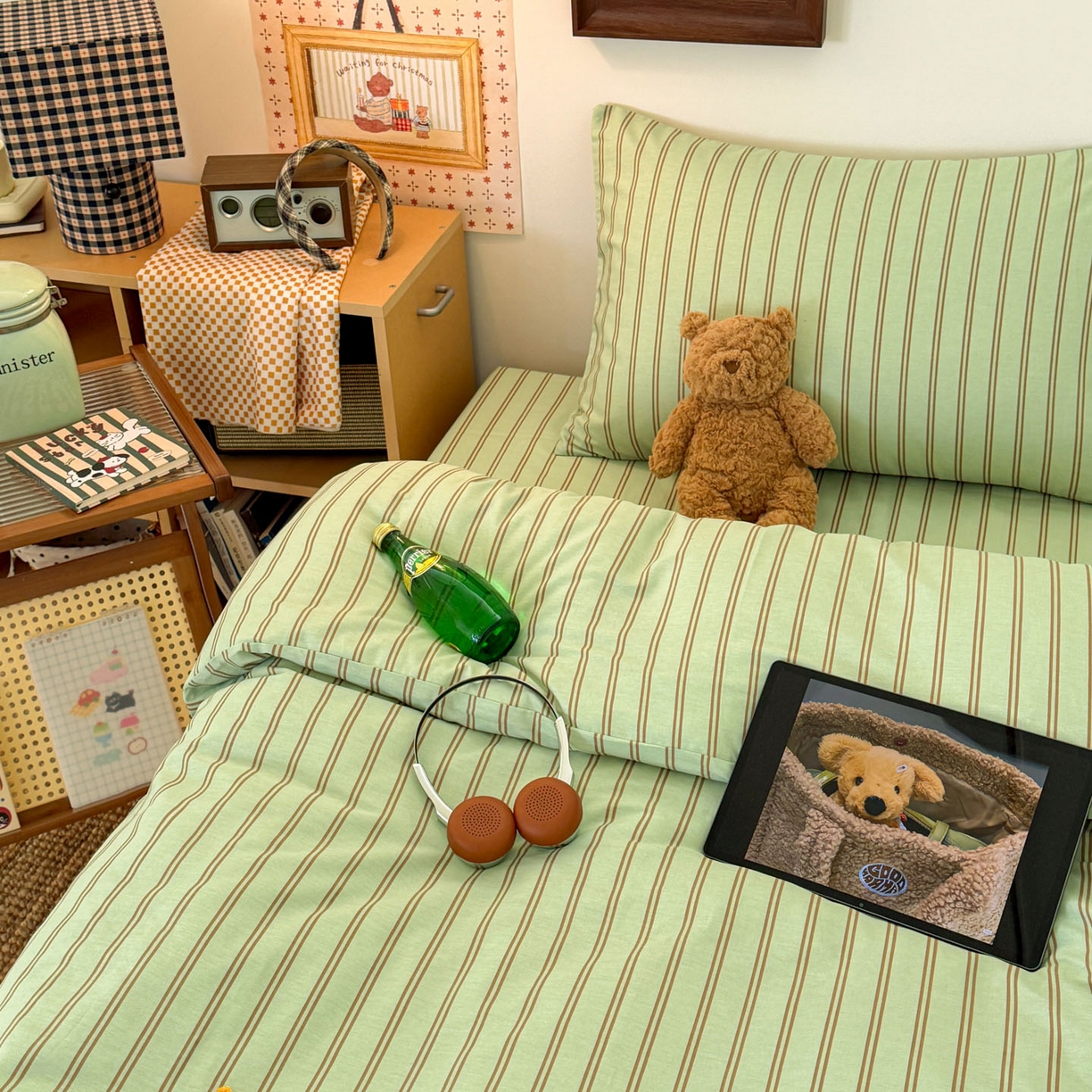 91家纺网 家纺一手货源 找家纺 倾慕家纺 2026新款学生纯棉毛巾绣四件套 森林小熊